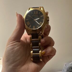 Gold and Brown Two-Tone Link Watch